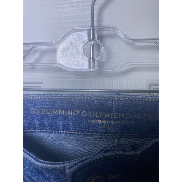 Chicos So Slimming Girlfriend Slim Leg Ankle Jeans Women decorate ankle size 4R - Picture 4 of 8